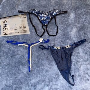 NWOT Black + Blue Sexy Panties Set